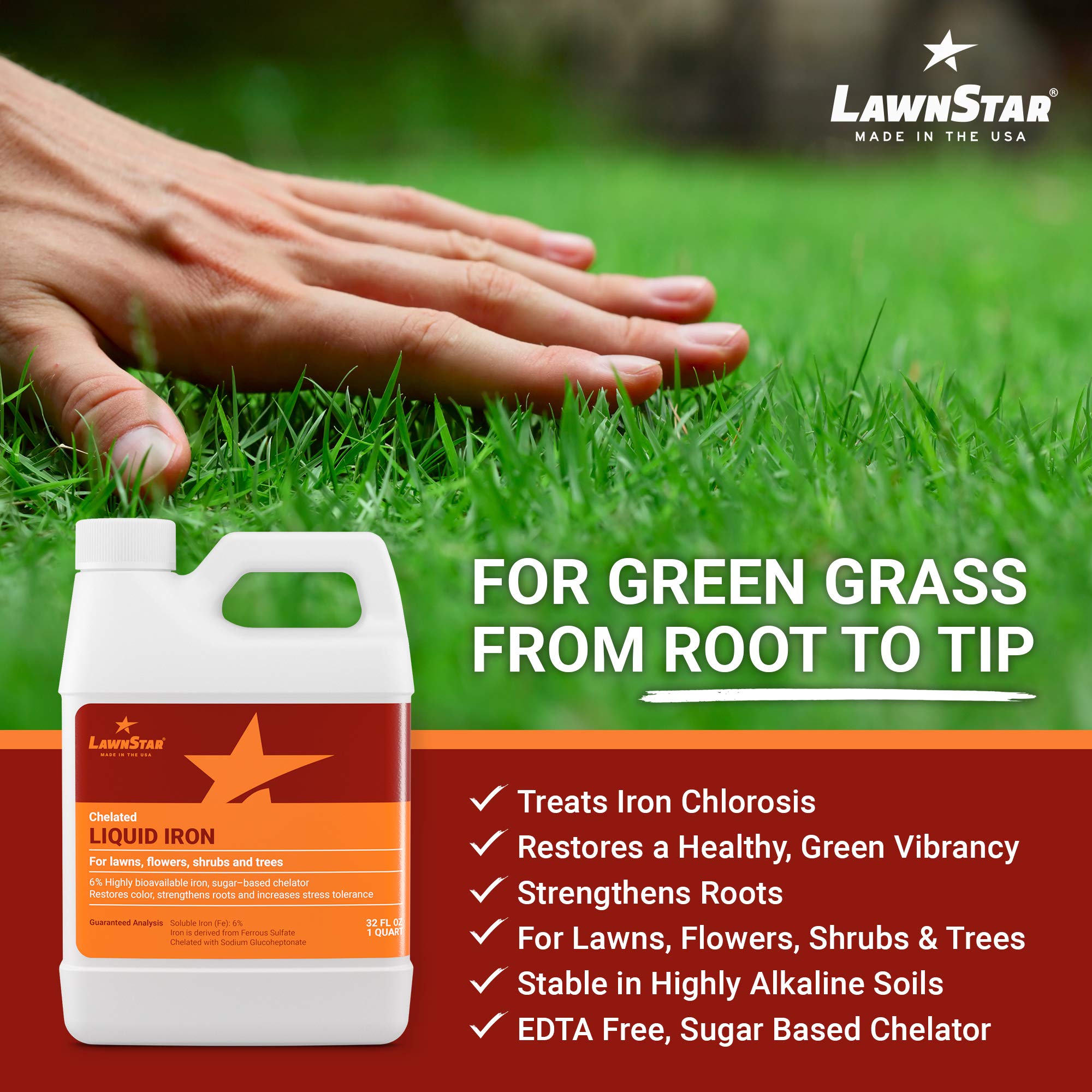 LawnStar Liquid Iron for trees and large plants promotes deeper green and vitality