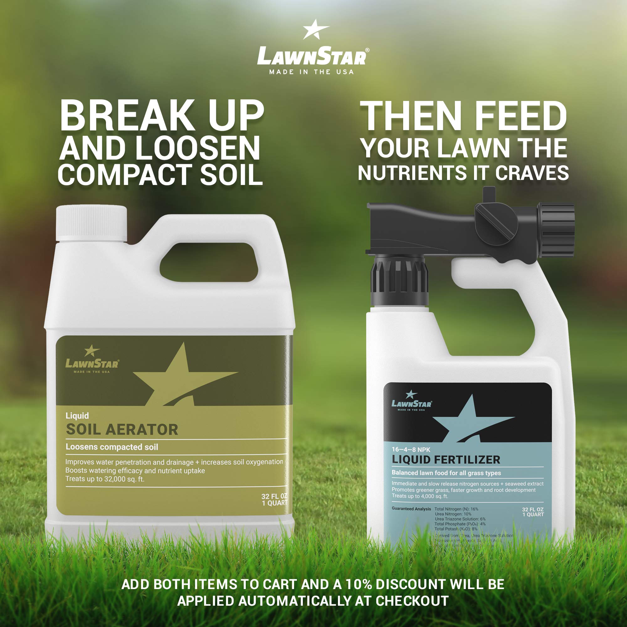 LawnStar Liquid Lawn Aerator applied to lawn showing potential soil improvement