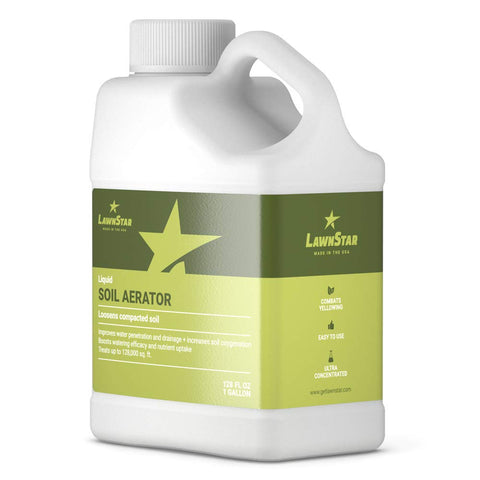 LawnStar Liquid Lawn Aerator pour demonstrates simple lawn application.