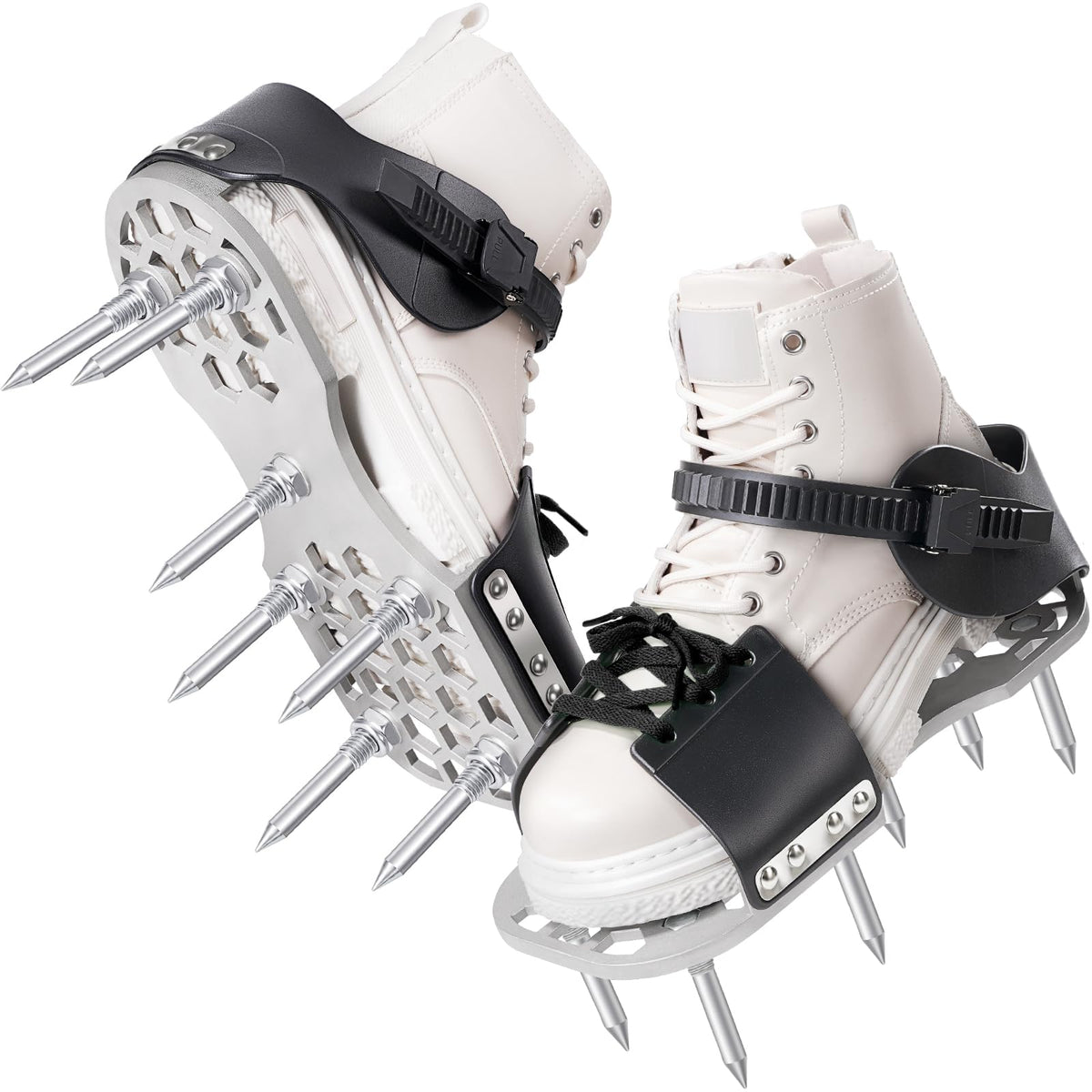 LawnVigor Aerator Shoes with a 5mm metal sole for smooth, mud-free aeration.