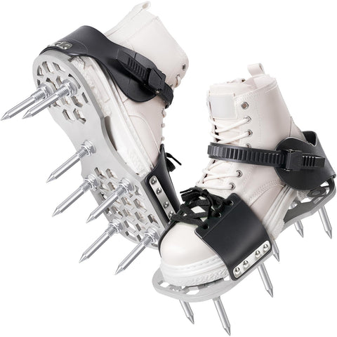 LawnVigor Aerator Shoes with a 5mm metal sole for smooth, mud-free aeration.