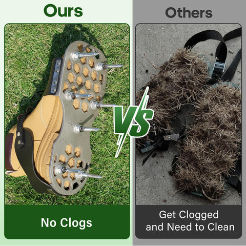 2-3/16 inch spikes on LawnVigor shoes provide deep perforations for better soil airflow.