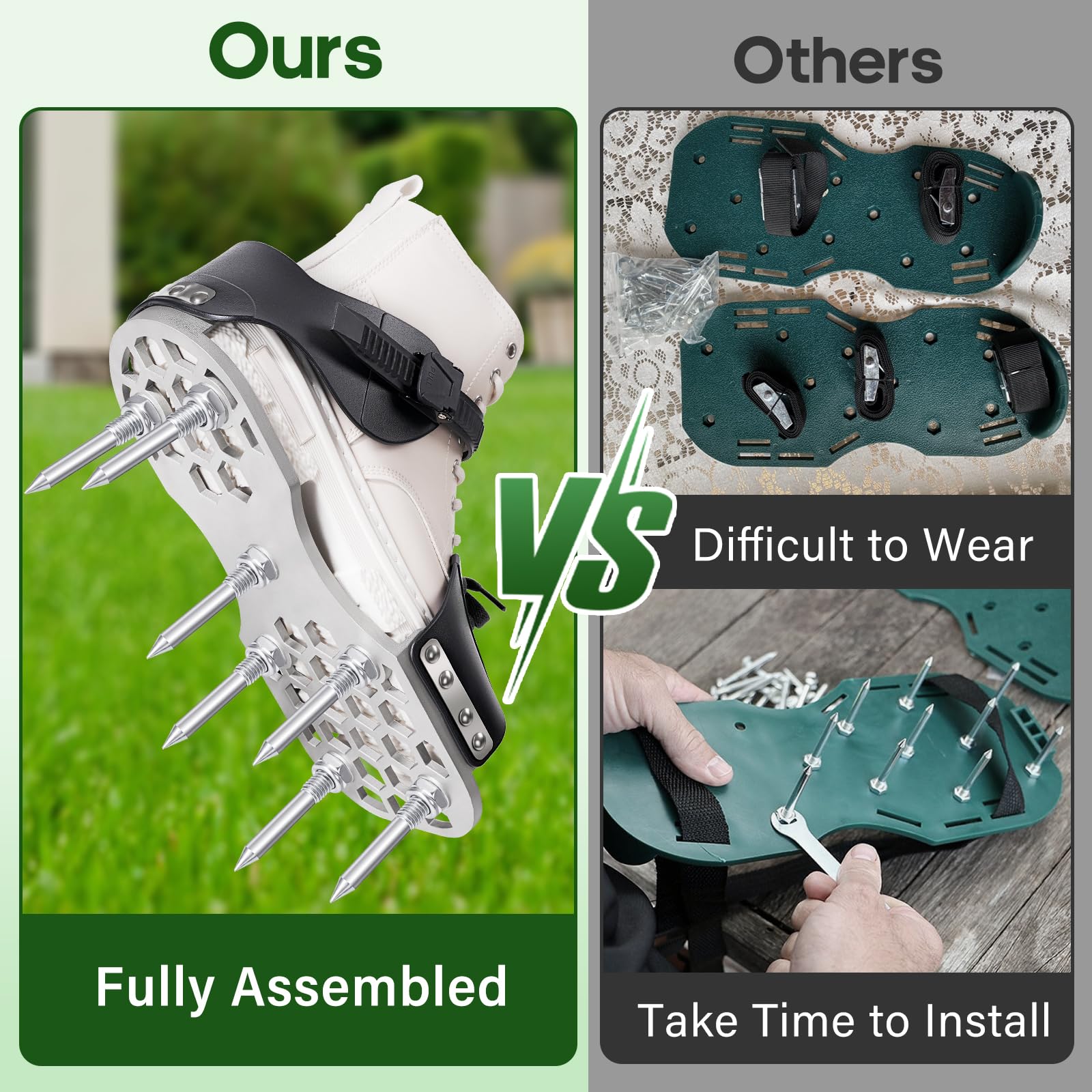 LawnVigor Aerator Shoes arrive fully assembled and ready to wear.