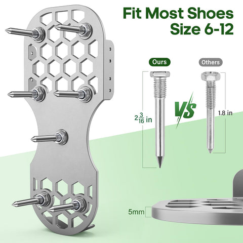 LawnVigor Aerator Shoes showing heat-treated spikes for durable lawn care.