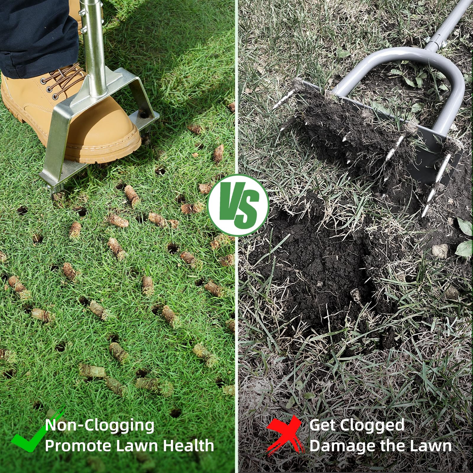 LawnVigor aerator with heat-treated hollow tines for lasting durability