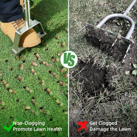LawnVigor aerator with heat-treated hollow tines for lasting durability