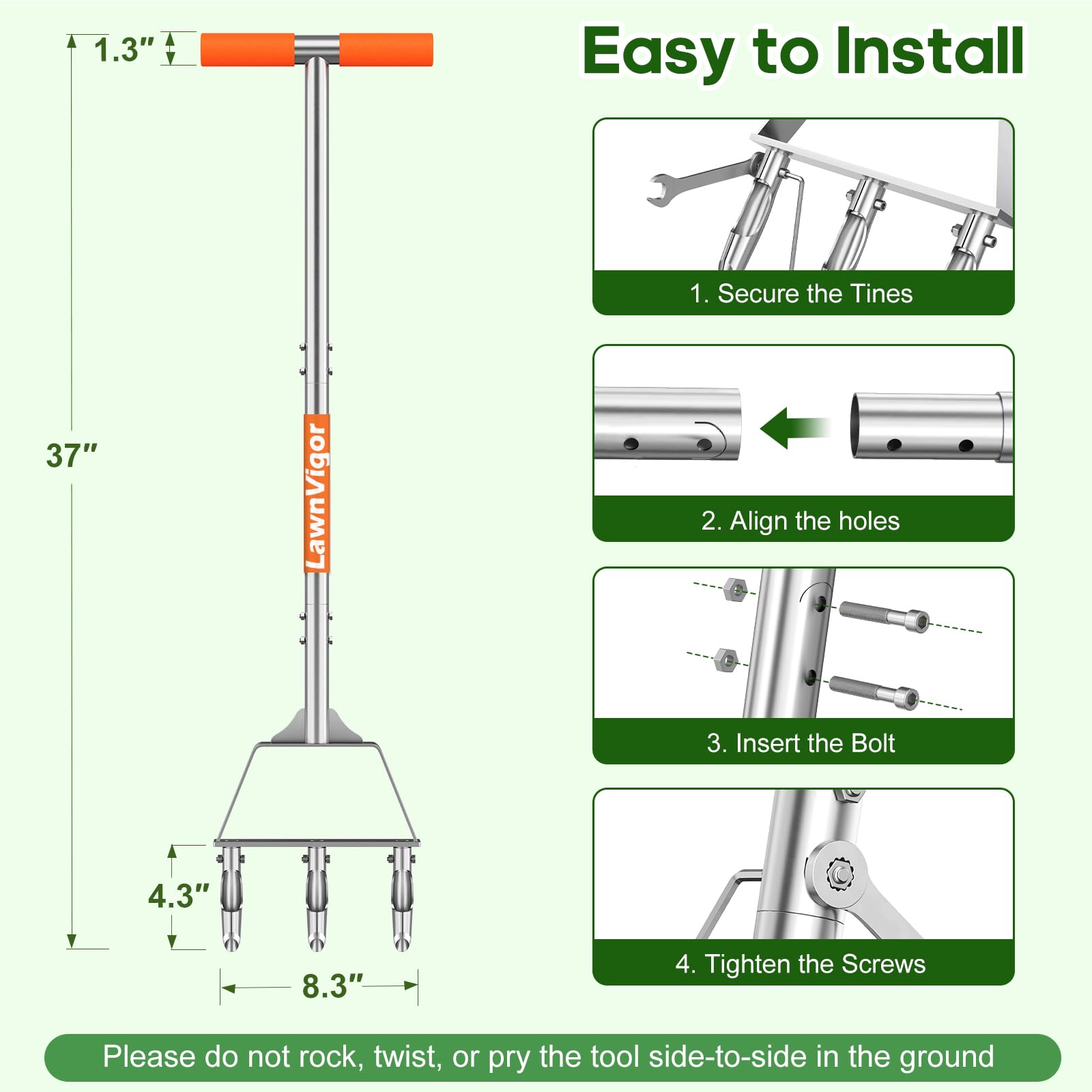 LawnVigor replaceable hollow tines allow simple maintenance