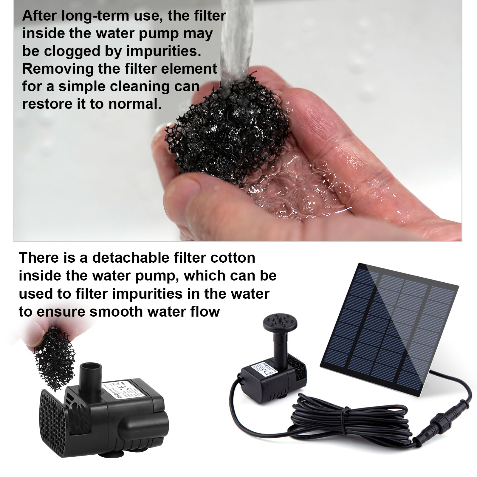 LAWOHO fountain pump ready for pond or birdbath with plug-in operation