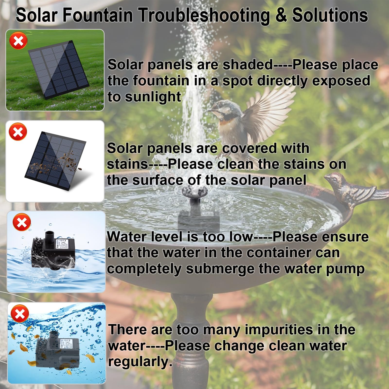 LAWOHO four nozzles offering versatile water styles for a dynamic garden fountain