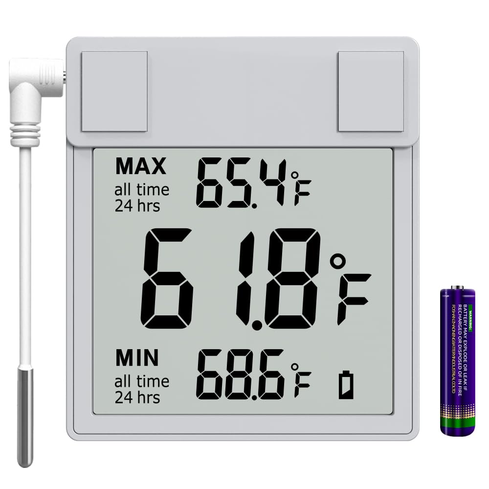 Laxmara digital window thermometer front display with clear temperature readings.