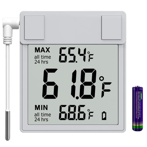 Laxmara digital window thermometer front display with clear temperature readings.