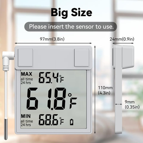 Laxmara outdoor sensor close-up showing weatherproof design for year-round readings.