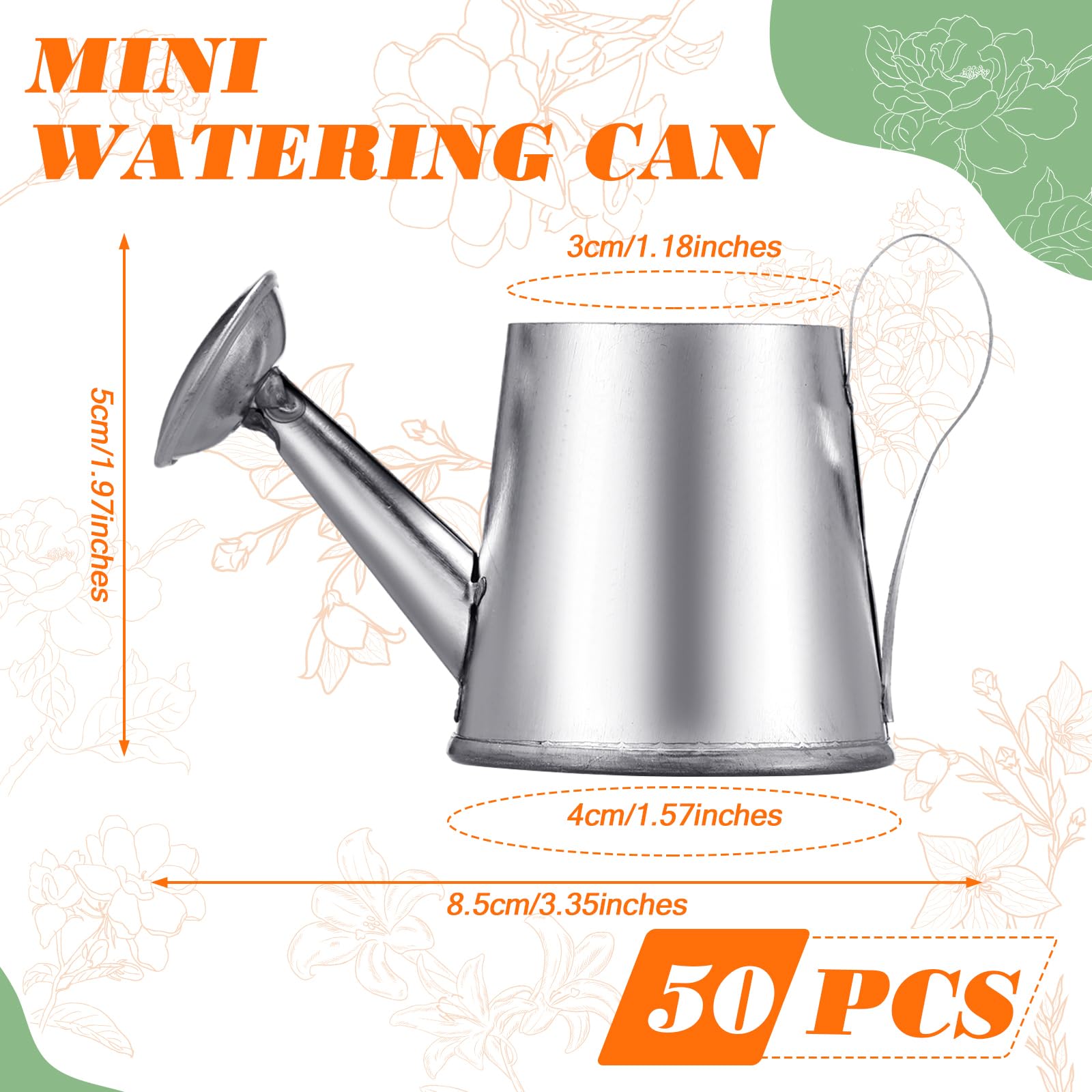 Layhit mini watering can silver on a table, adds cozy rustic decor touch.