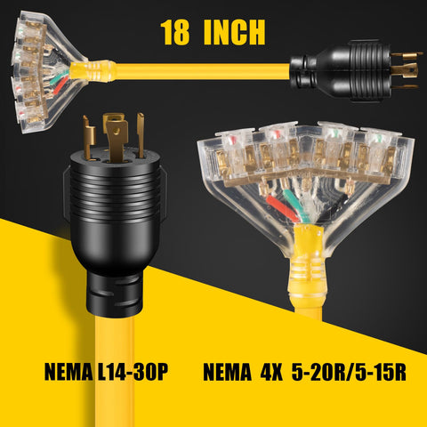 LAZMUMI four 5-20R T-blade female outlets for versatile power distribution.