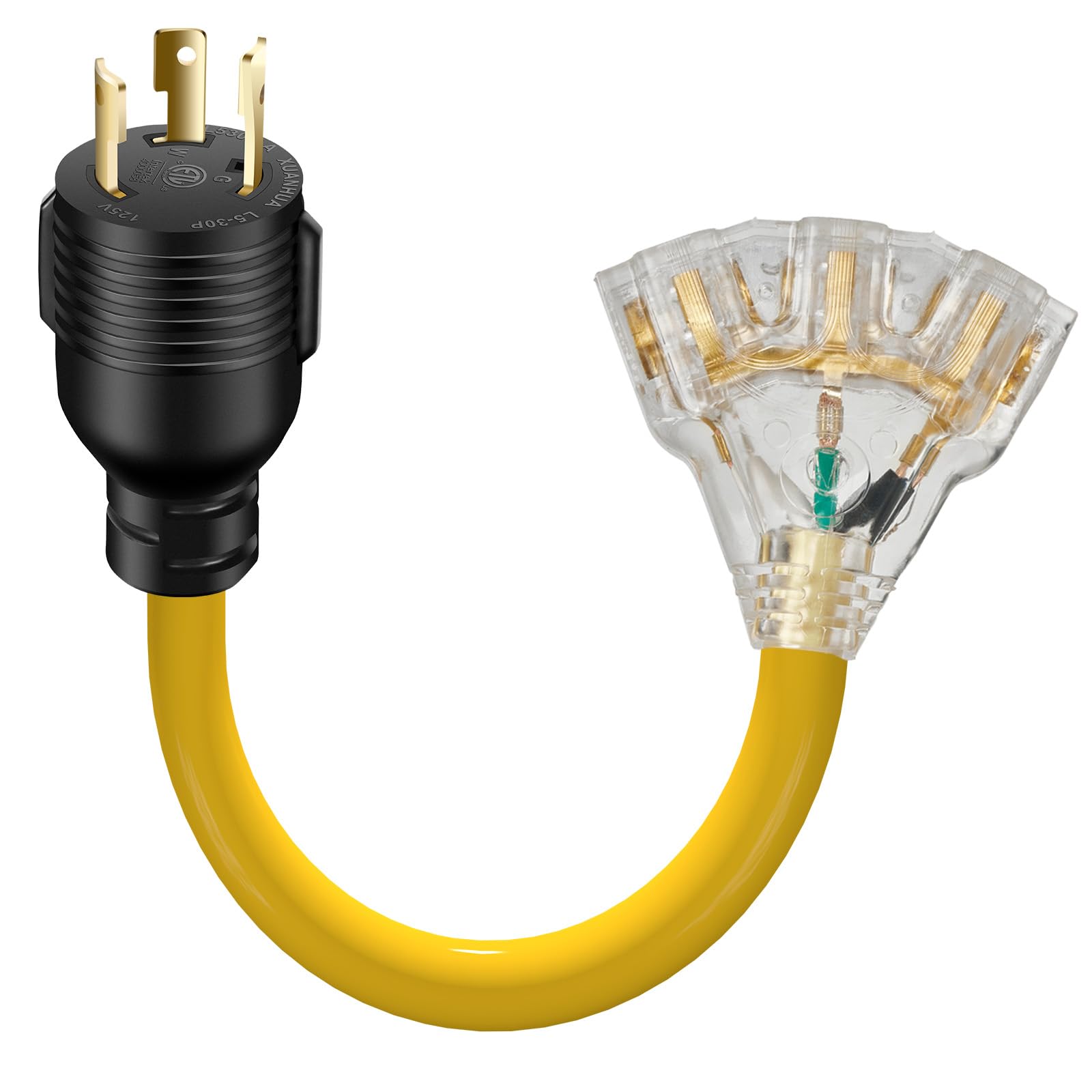 LAZMUMI l5-30p locking plug with three 5-20r outlets for secure outdoor power