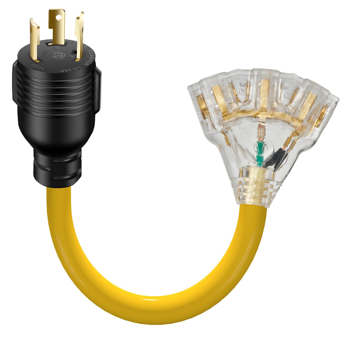 LAZMUMI l5-30p locking plug with three 5-20r outlets for secure outdoor power
