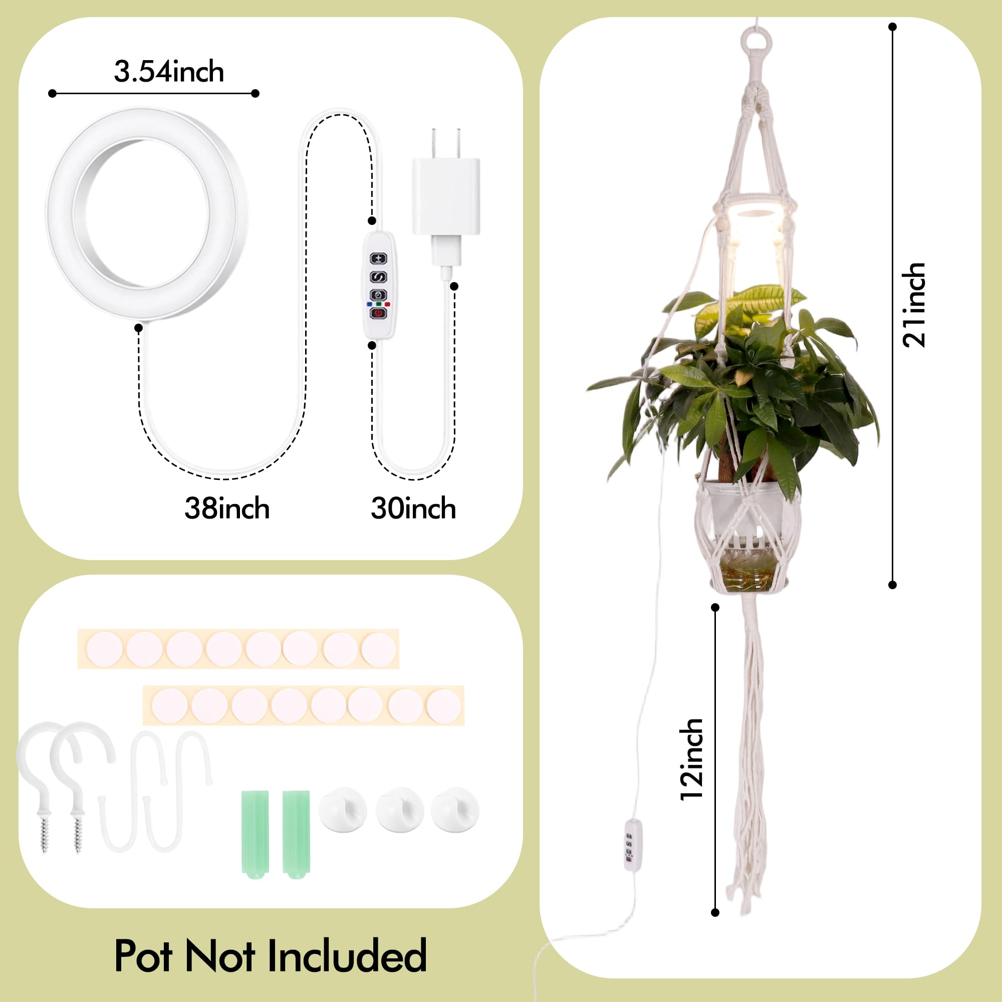 Lazukes lamp fits 5-9 inch pots with ceramic, metal, plastic, and glass planters