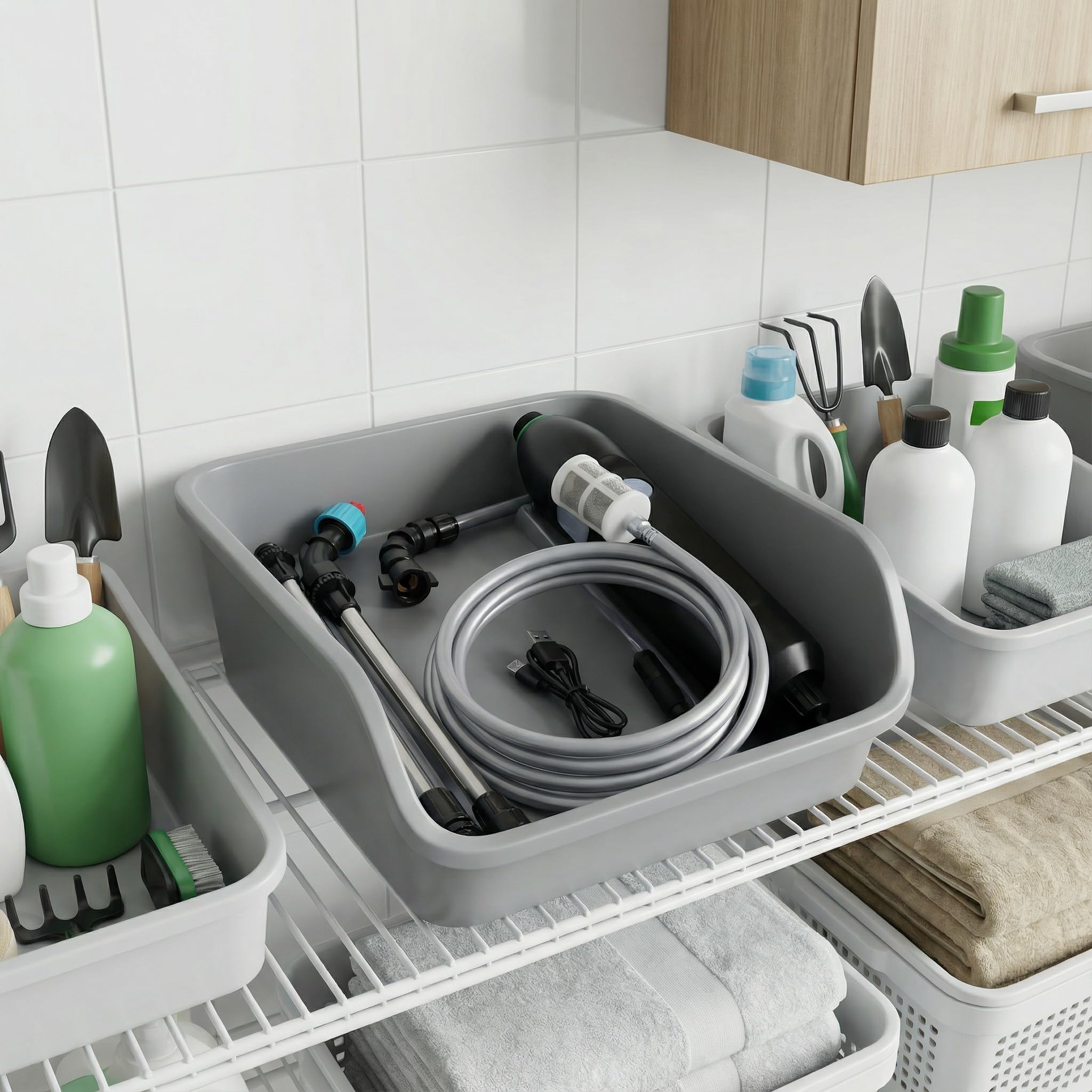 Lazukes indoor watering kit designed for hanging plants and wall planters.