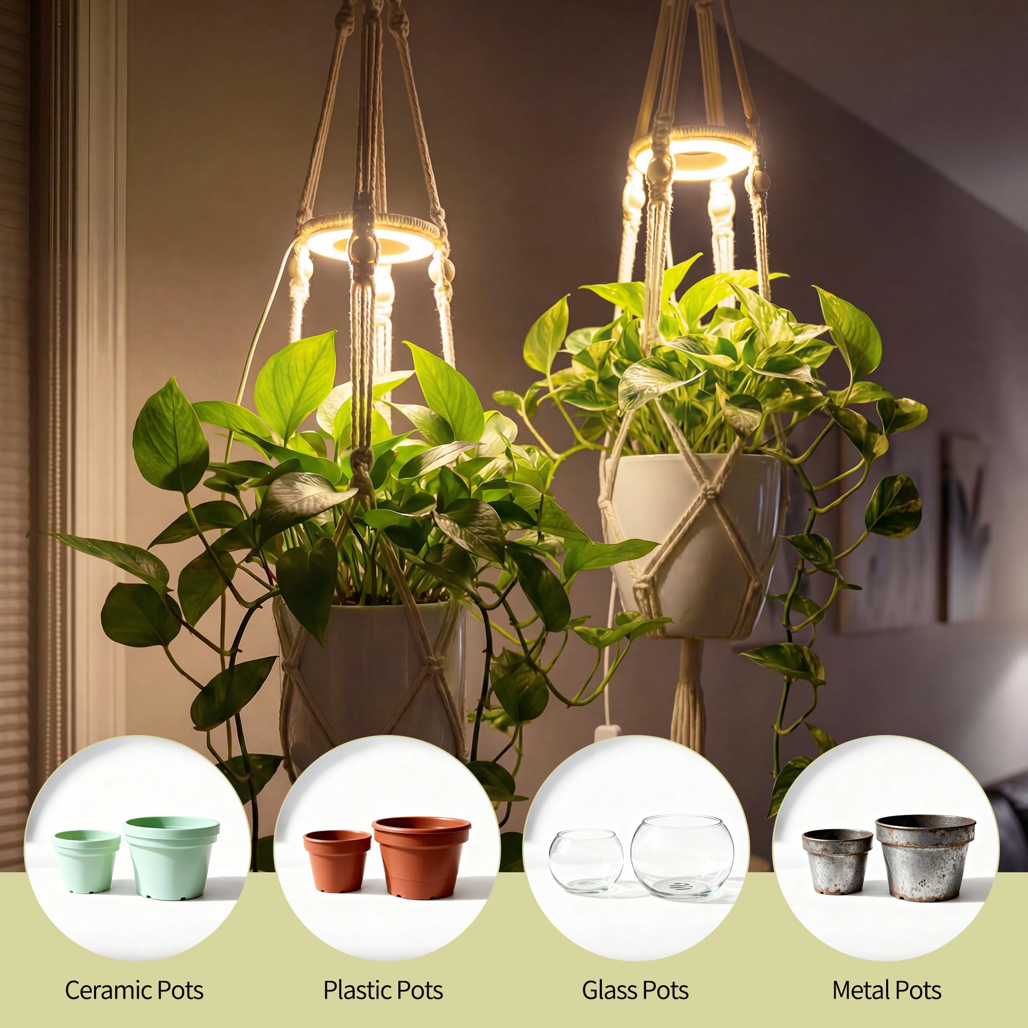 Lazukes soft ambient glow from macrame hanger adds warm decor