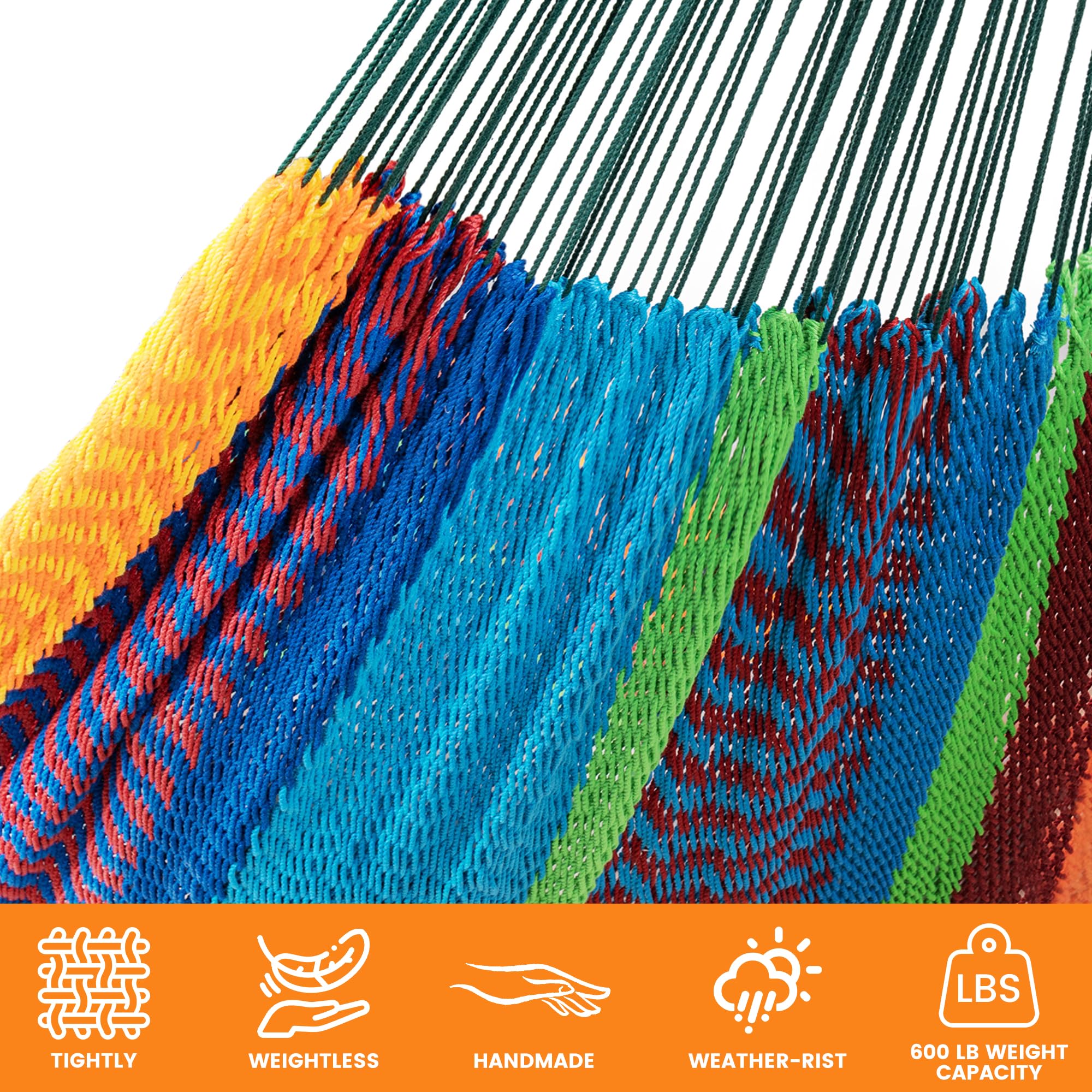 Lazy Daze hammock UV-resistant colorfast cotton resists fading in sunlight