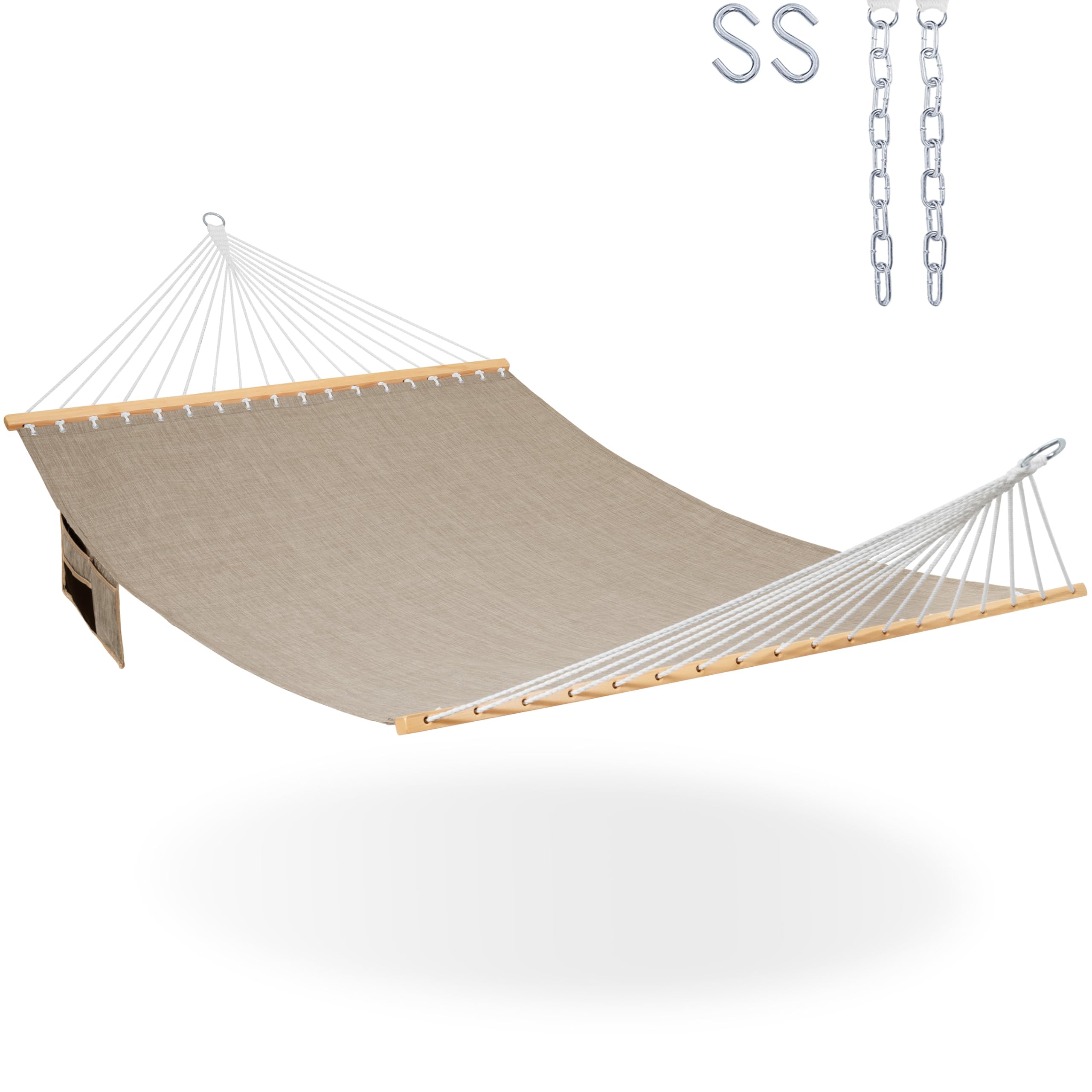 Lazy Daze Hammocks 11ft double hammock in olefin fabric ready for all weather backyard lounging.