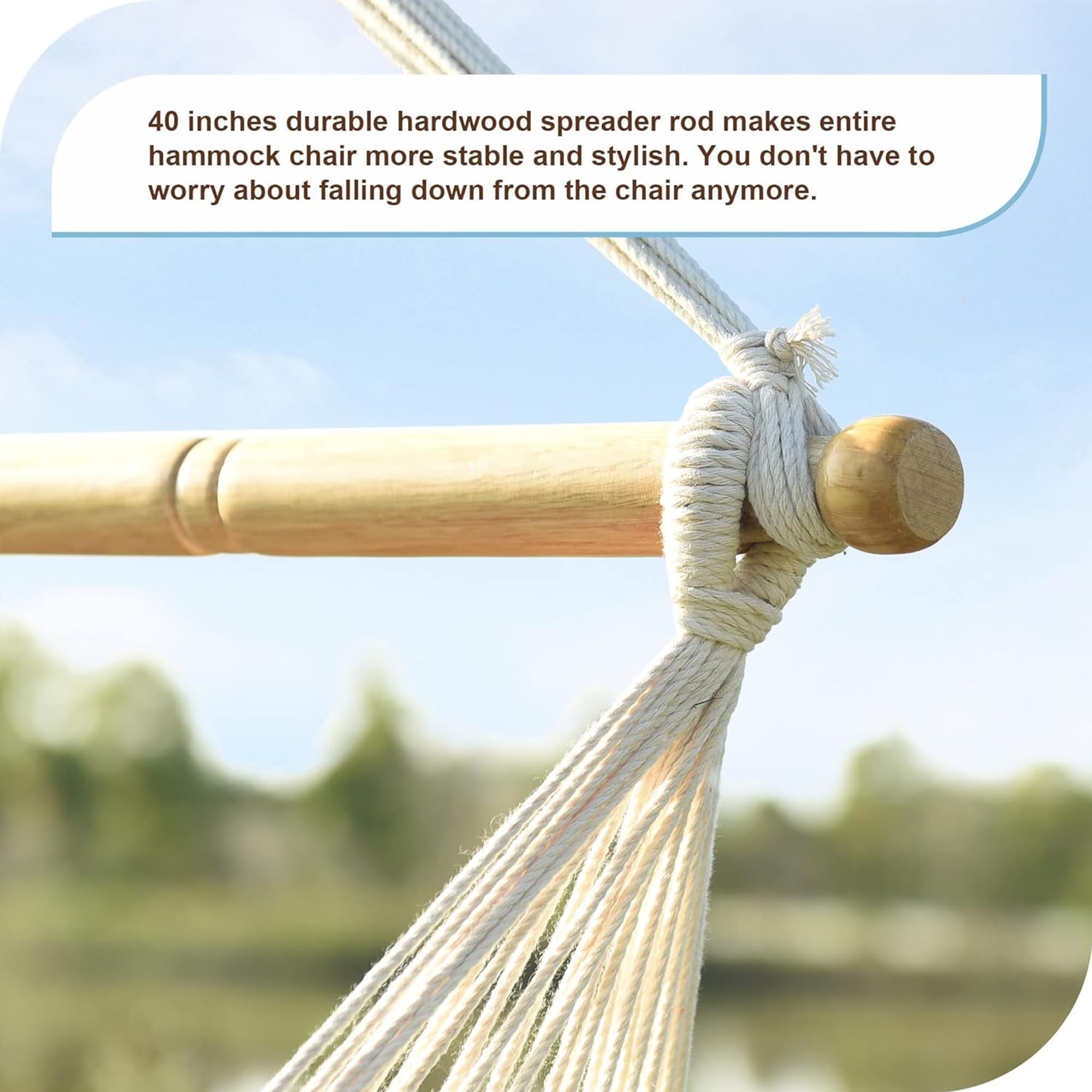 Lazy Daze Hammocks Chair FSC-certified wood spreader bar adds natural style and reliability