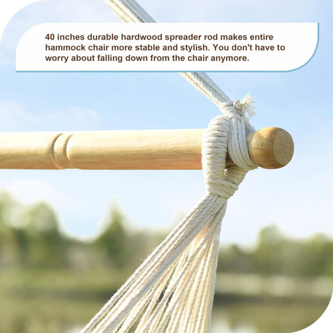 Lazy Daze Hammocks Chair FSC-certified wood spreader bar adds natural style and reliability