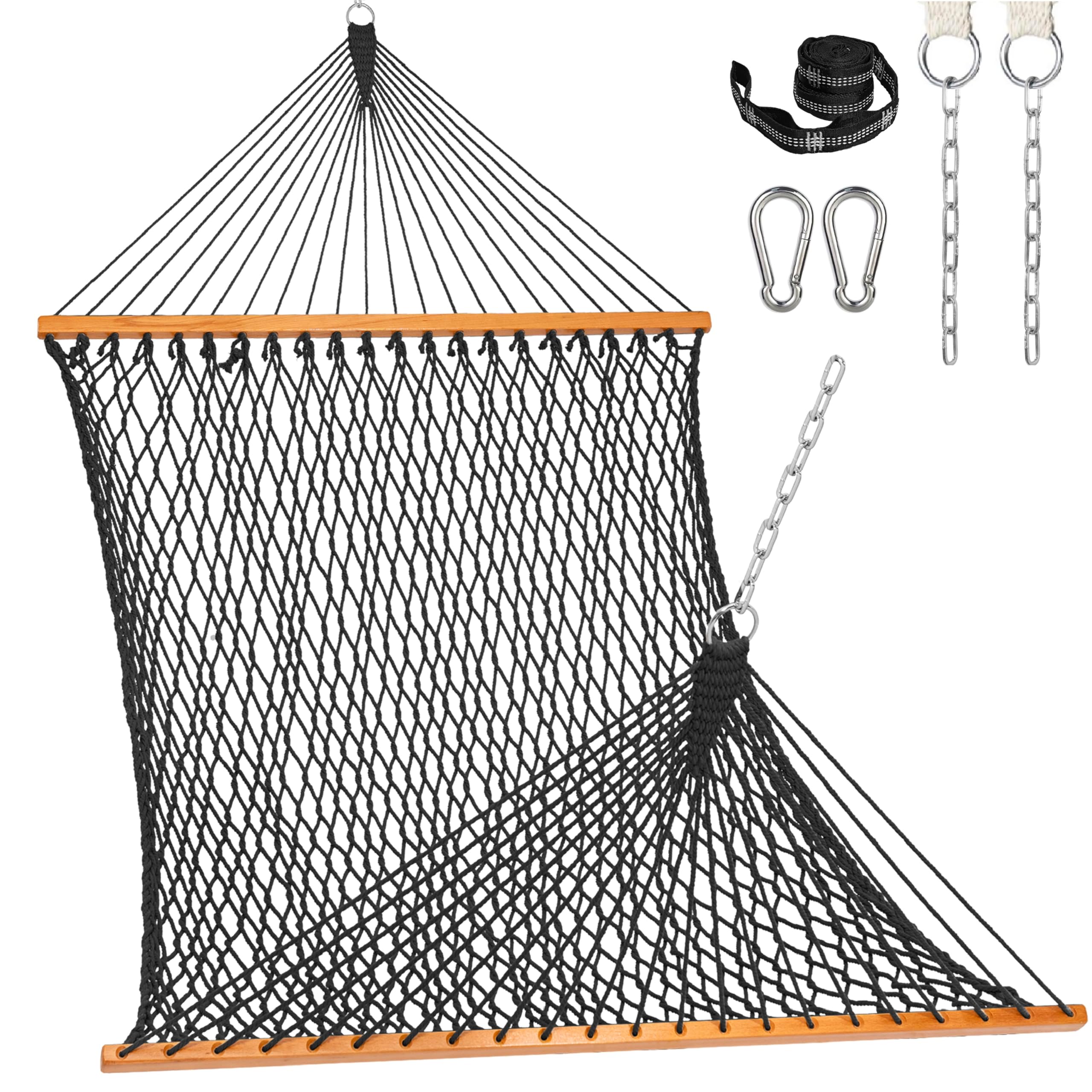 Lazy Daze Hammocks double rope hammock with spreader bar for two, ideal backyard lounging.