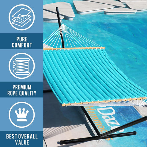 Flexible hanging between trees or with a stand for Lazy Daze blue hammock
