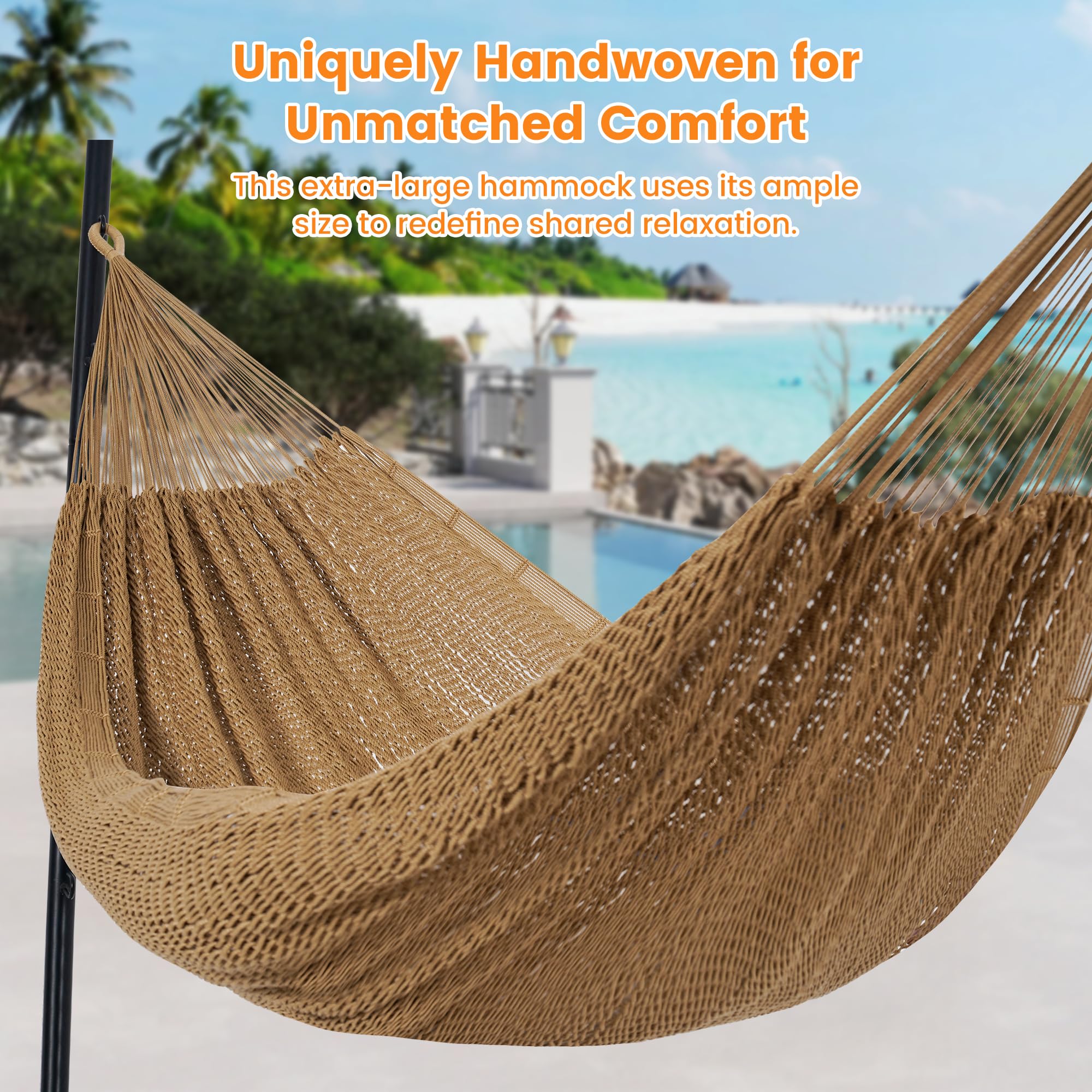 Lazy Daze Mayan hammock handwoven cotton ropes deliver durability and a soft, secure feel