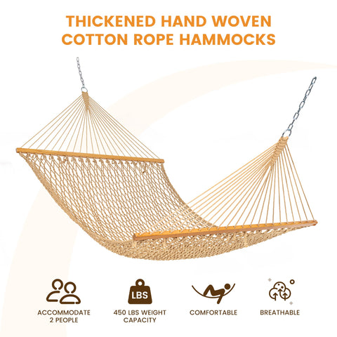 Lazy Daze Hammocks setup between trees for two-person outdoor relaxation.