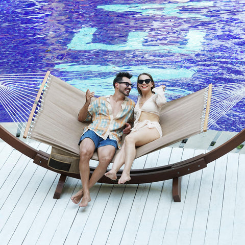 Lazy Daze Hammocks poolside lounging with resilience and style for outdoor living.
