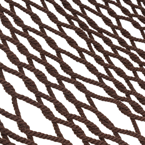 Sturdy cotton rope weave of Lazy Daze Hammocks showing balanced support.
