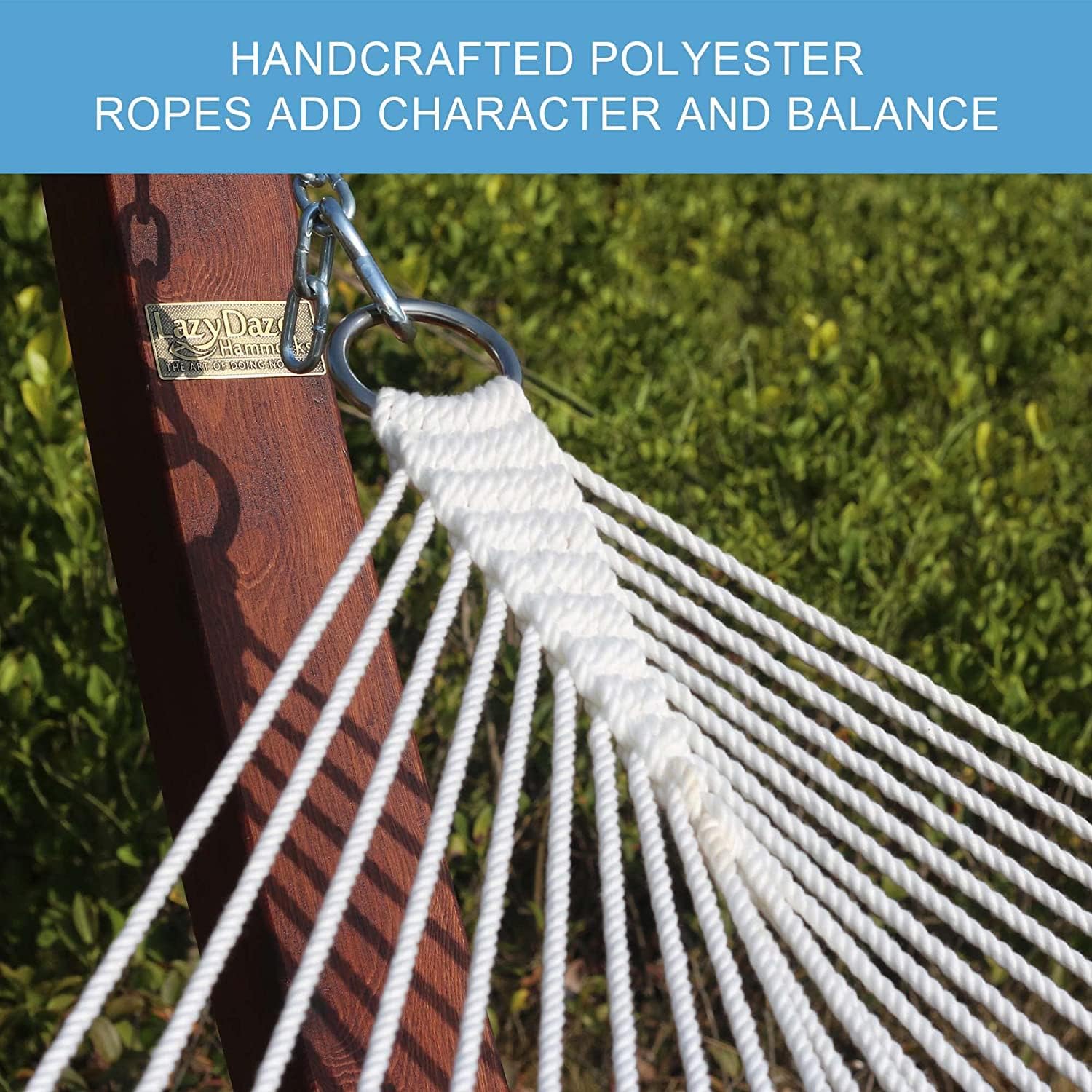 Lazy Daze Hammocks includes two chains for quick hanging