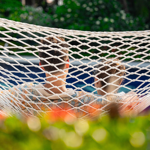 Lazy Daze two-person hammock with spacious bed for comfort outdoors.