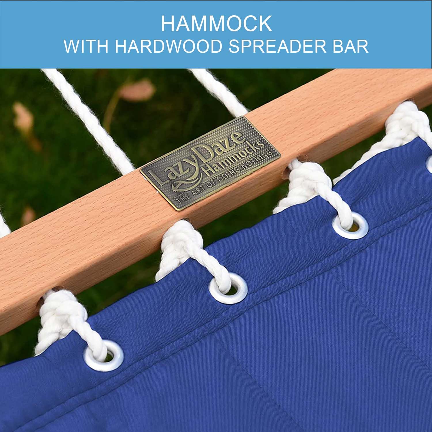 Lazy Daze weather resistant hardware for outdoor durability.