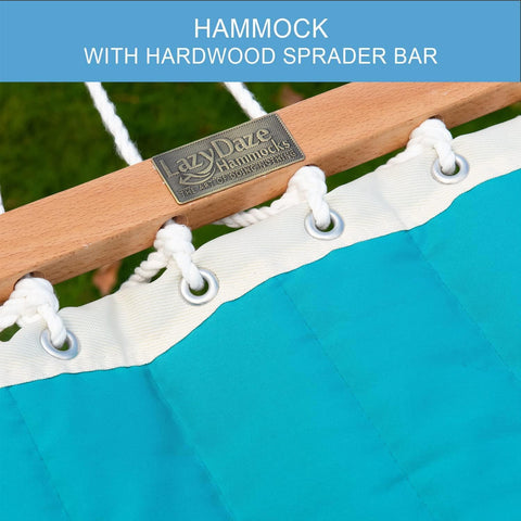 Hardwood spreader bar from Lazy Daze hammock blue FSC certified wood