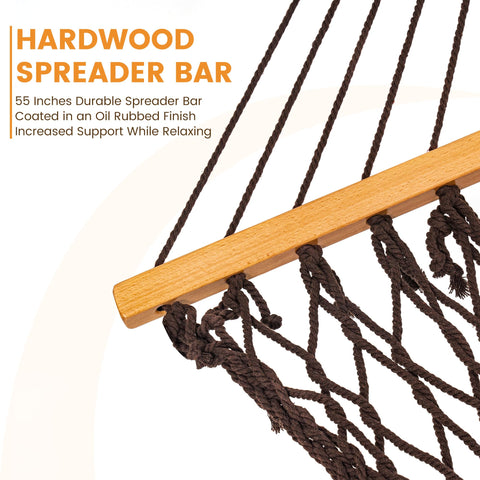 Wood spreader bar with protective coating on Lazy Daze Hammocks.