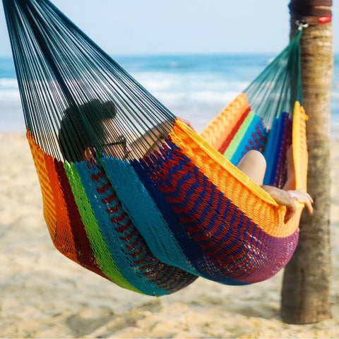 Lazy Daze handwoven cotton rope hammock with 12 strands for durability and safety
