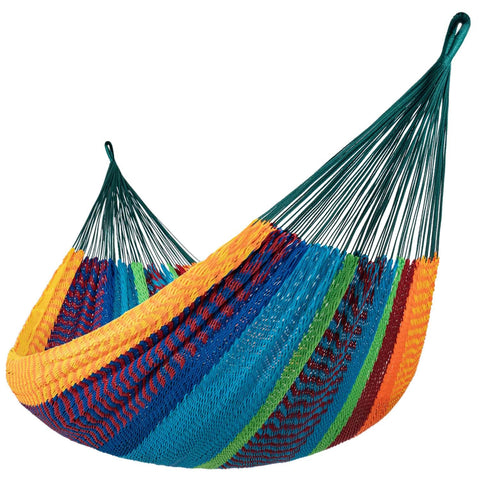 Lazy Daze Mayan hammock handwoven with a spacious bed for two-person outdoor lounging
