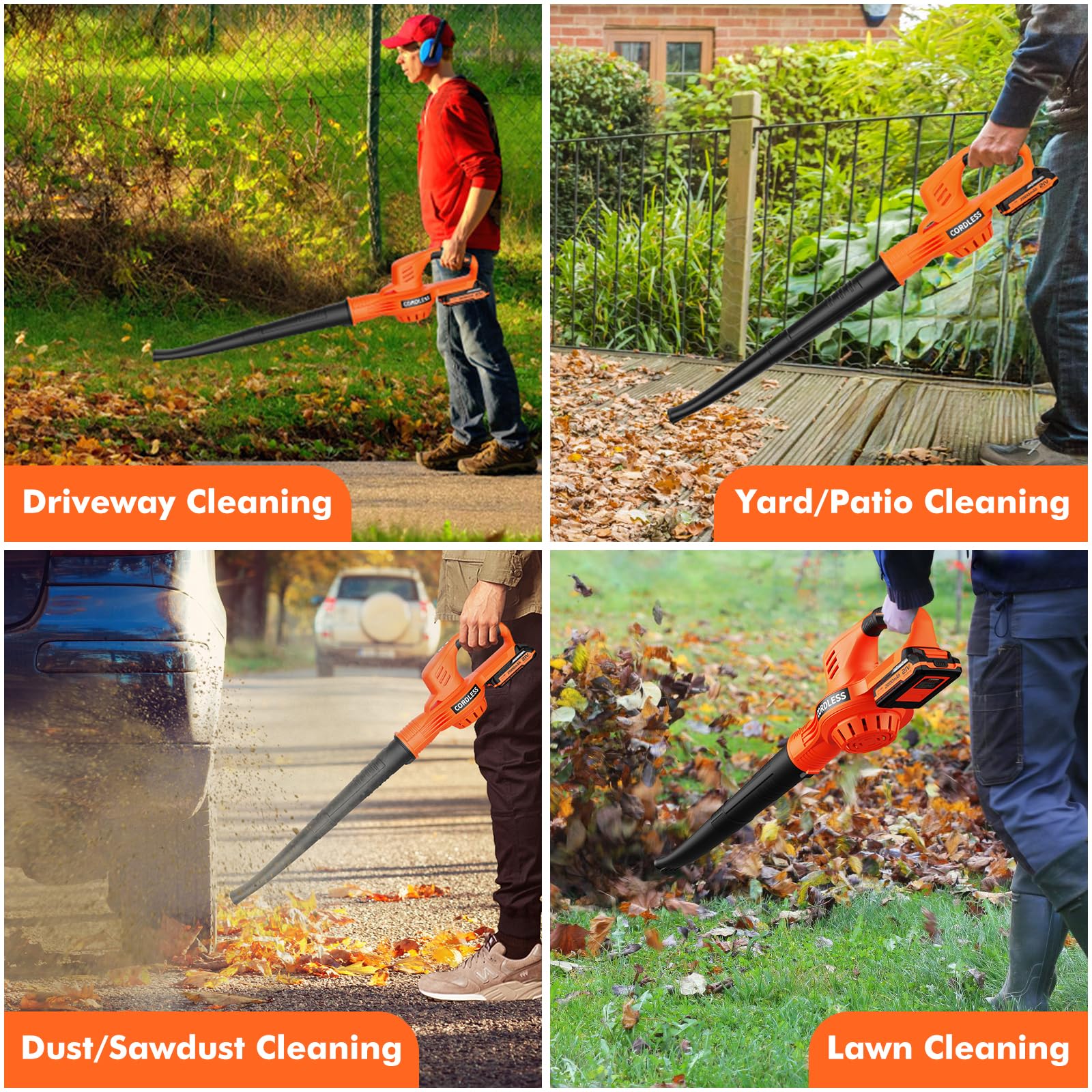LAZYBOI leaf blower LED battery indicator shows charge status.