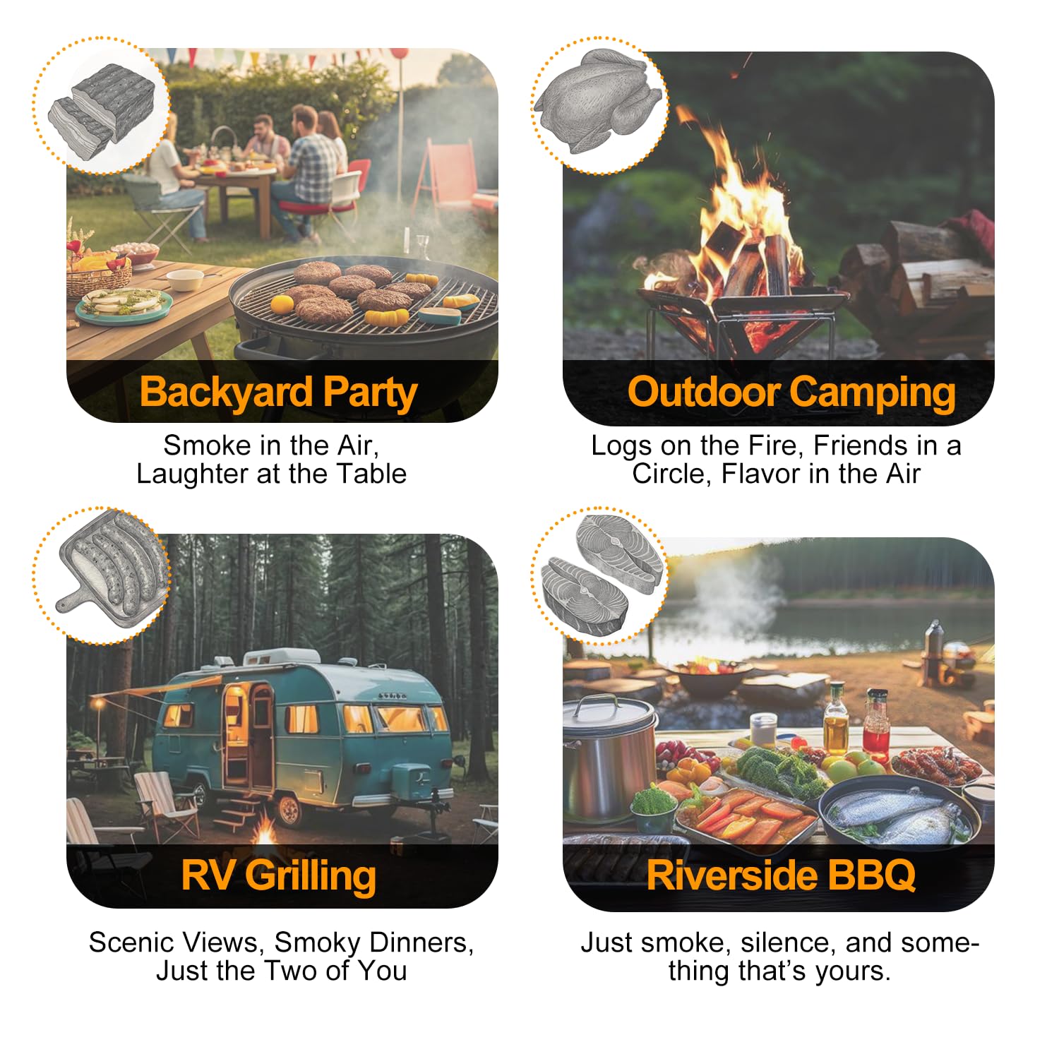 LAZYFOX universal grill interface fits most barbecues and outdoor setups.