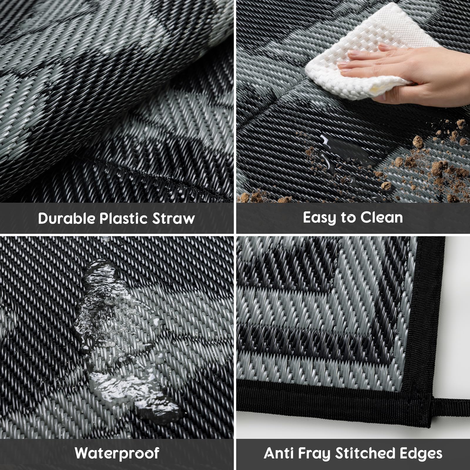 LBRO2M black gray outdoor rug adds a sleek, modern look