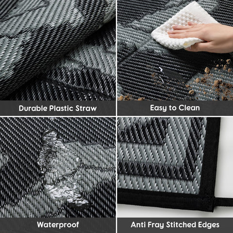 LBRO2M black gray outdoor rug adds a sleek, modern look