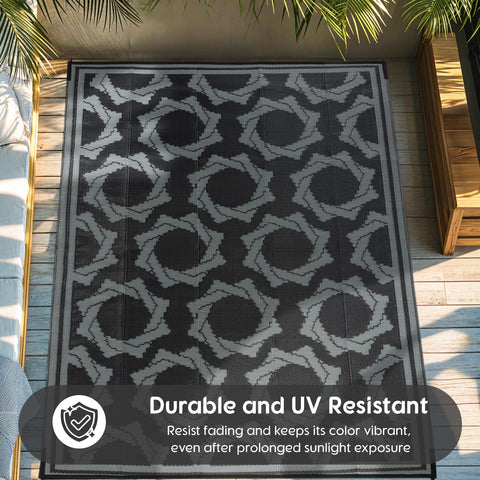 LBRO2M foldable outdoor rug is portable for RV trips