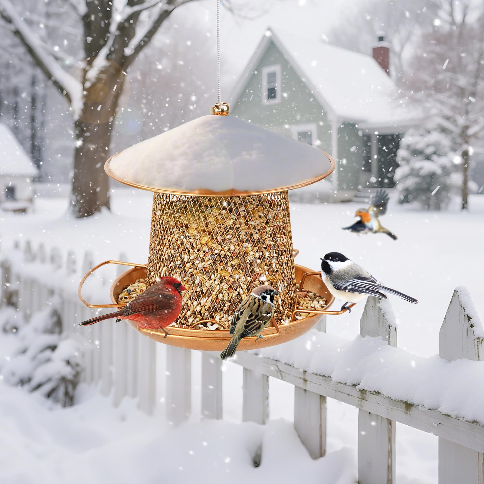 LBTING Bird Feeder easy-fill top simplifies loading and cleaning outdoors.
