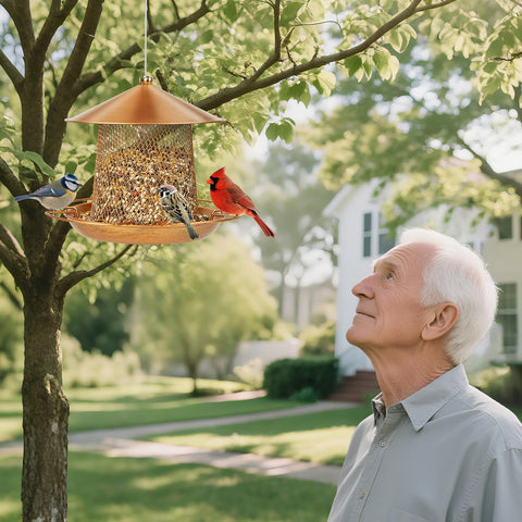 LBTING Bird Feeder four-sided perches enable multiple birds to feed at once.