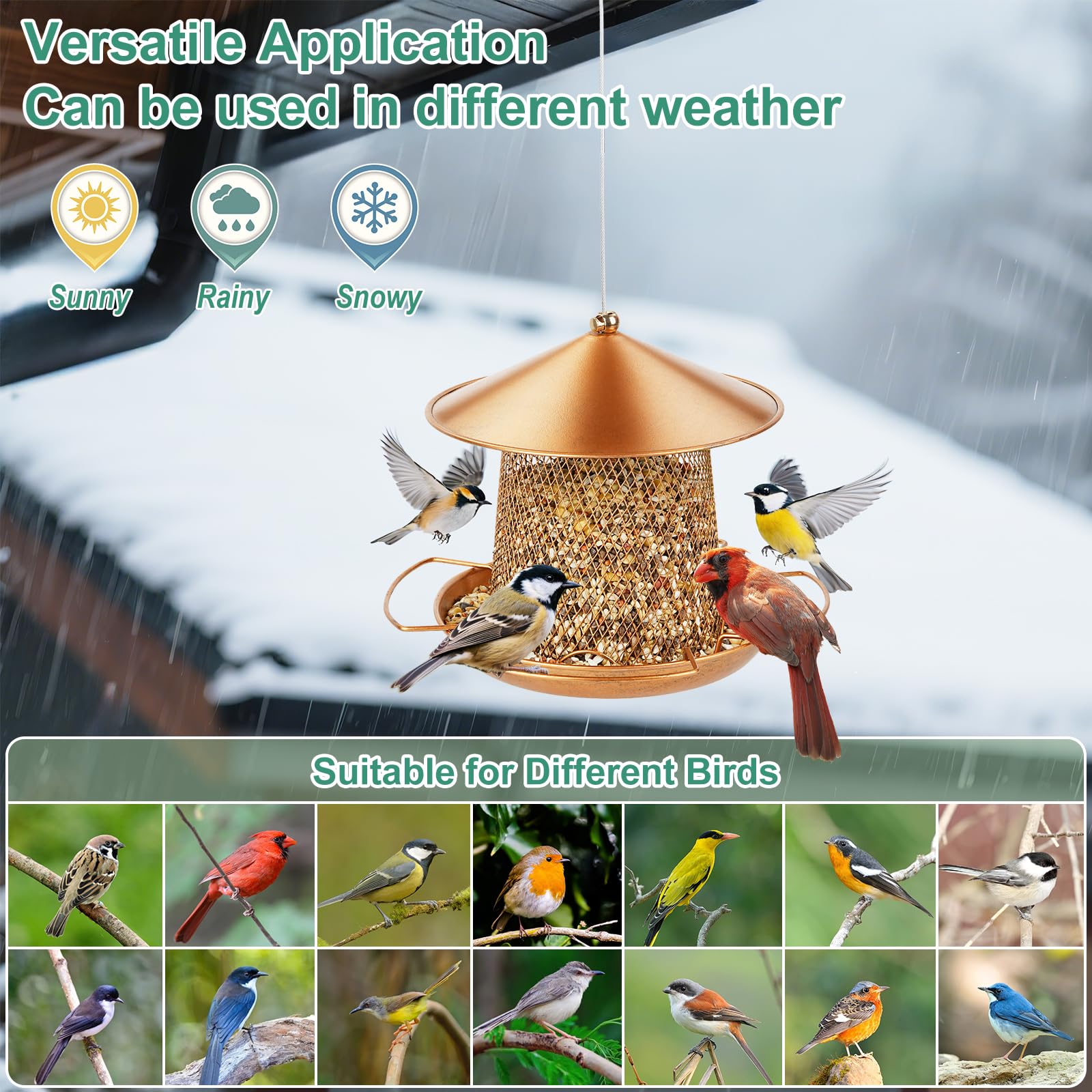 LBTING Bird Feeder large capacity supports longer bird visits with ample seed.