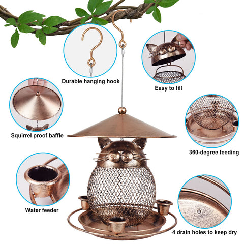 LBTING large-capacity feeder holds seeds for longer bird visits.