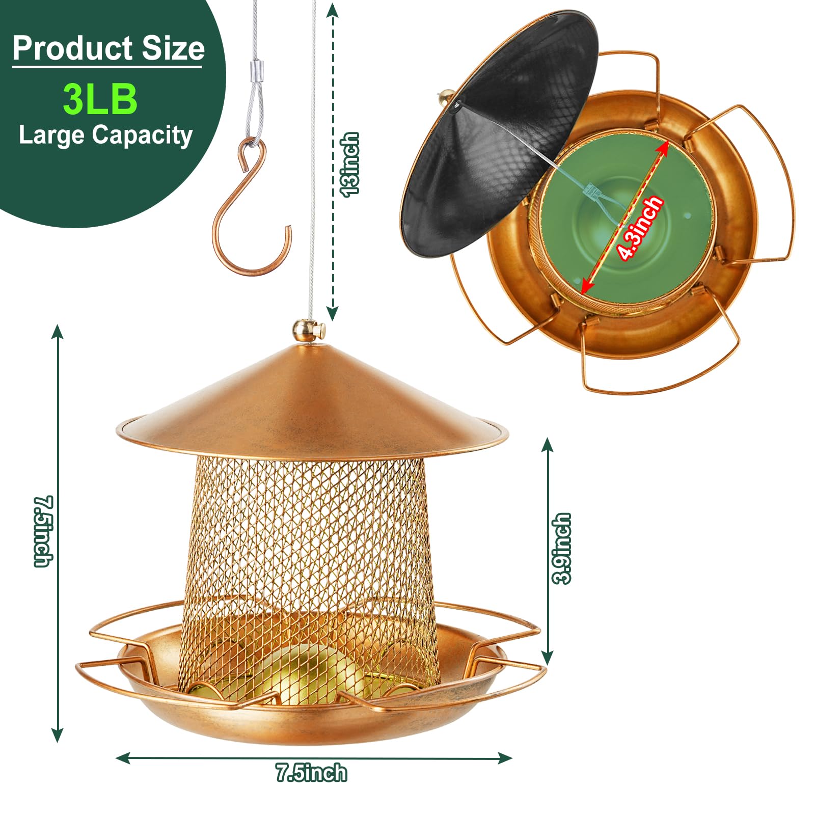 LBTING Bird Feeder metal lantern decor adds charm and simple hanging for year-round viewing.